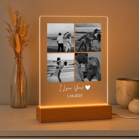 Wedding Gift for Bride and Groom — Personalized LED Photo Light with Names & Wedding Date