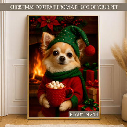 Custom Christmas Pet Portrait – A Gift Made from Your Photo