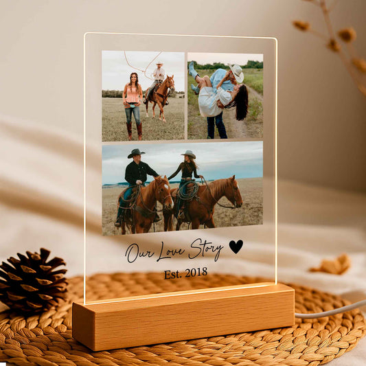 Personalized Photo LED Light Frame — Anniversary Gift with Names, Date & Message