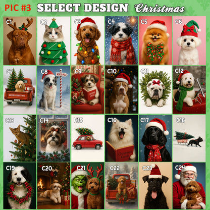 Custom Christmas Pet Portrait with Santa Hat from Your Photo