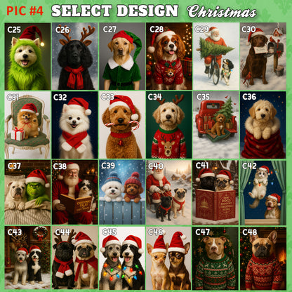 Custom Christmas Pet Portrait with Santa Hat from Your Photo