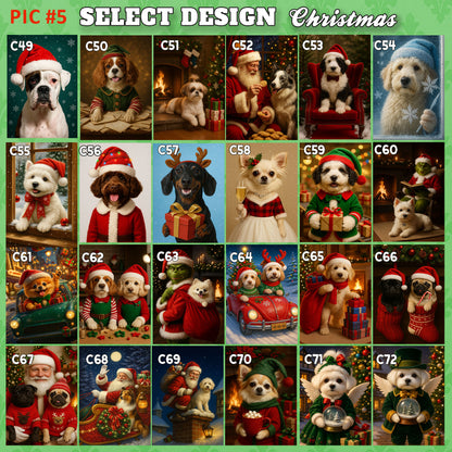 Custom Christmas Pet Portrait with Santa Hat from Your Photo