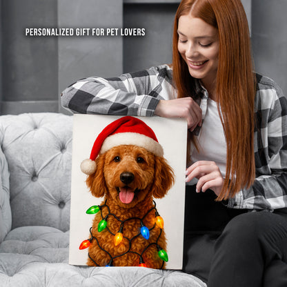 Custom Christmas Pet Portrait with Santa Hat from Your Photo