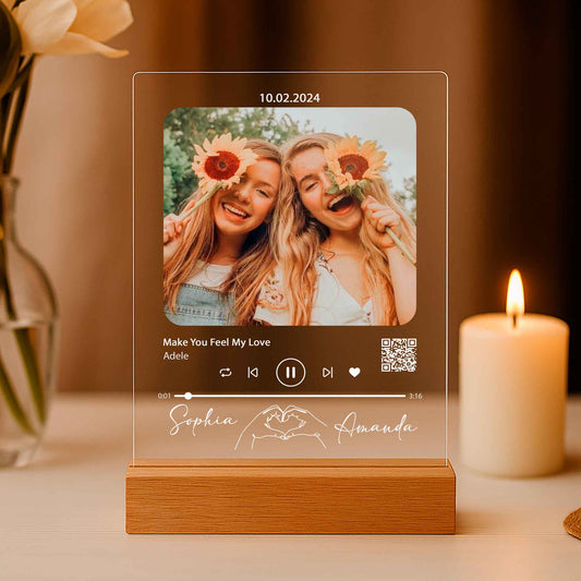 Custom Music LED Plaque – Personalized Best Friends Photo Song and Name Keepsake